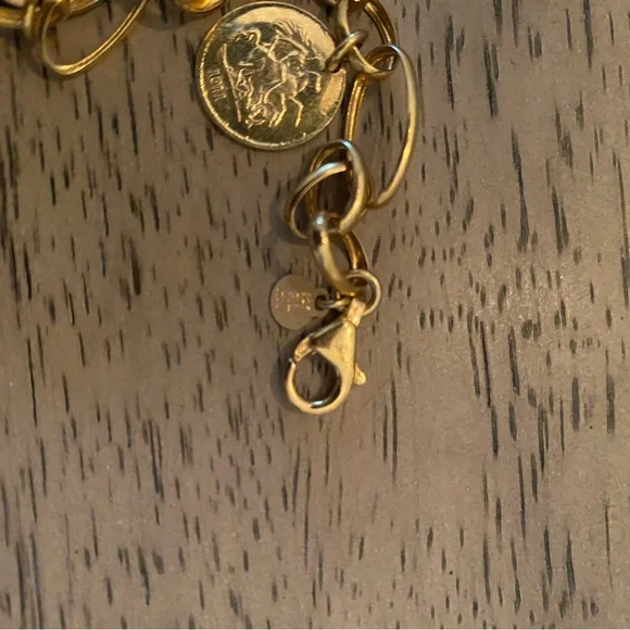 ITALY 925 stamped Sterling Silver 24k gold-plated Euro Coin Charm Bracelet NEW - Picture 3 of 5